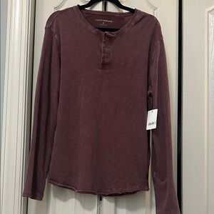 Lucky Brand Men's Maroon Long Sleeve Henley